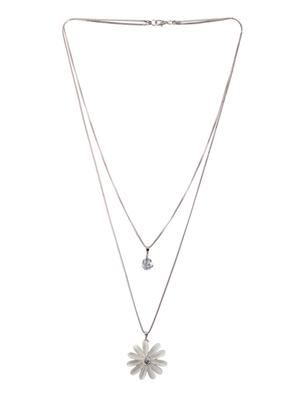 silver metal long necklace - 14870173 - Standard Image - 2