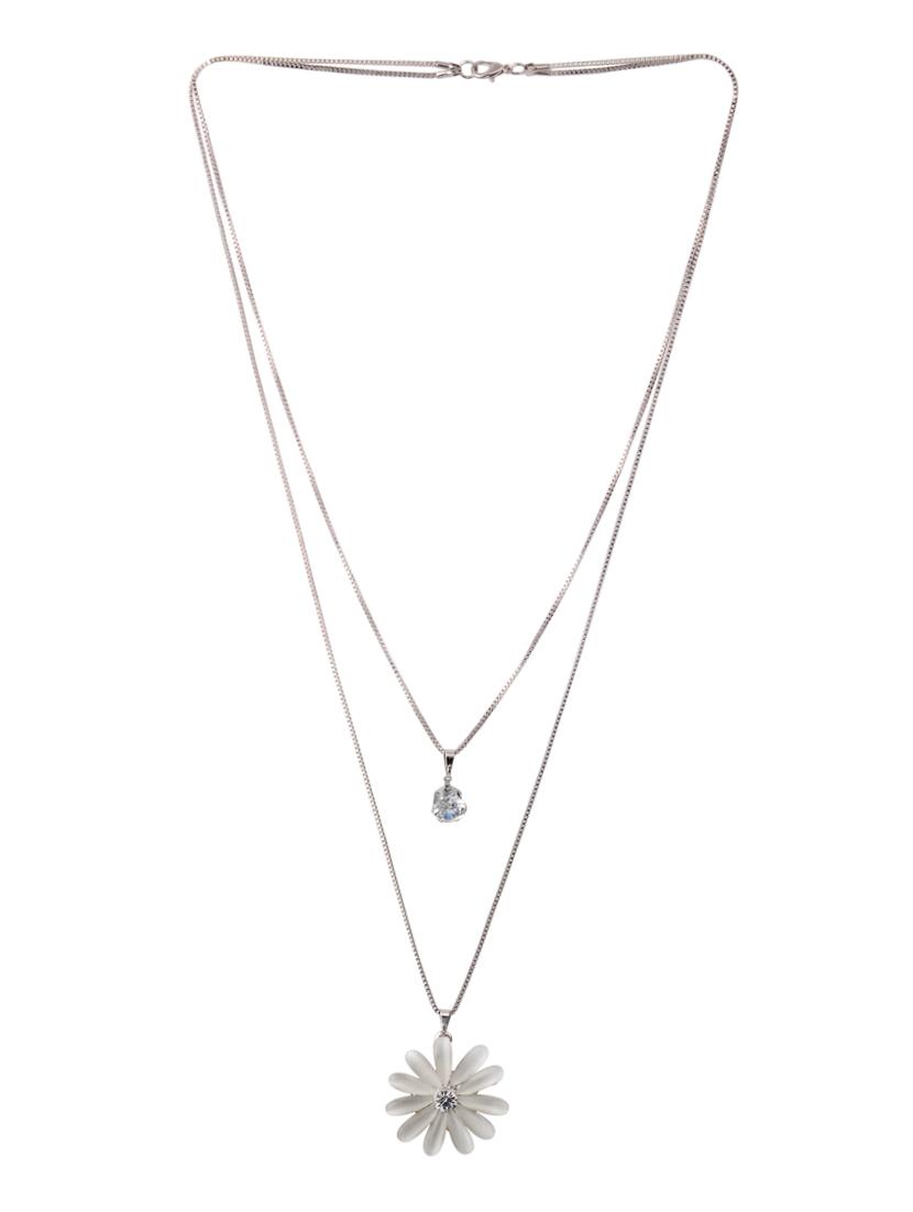silver metal long necklace - 14870173 - Zoom Image - 2