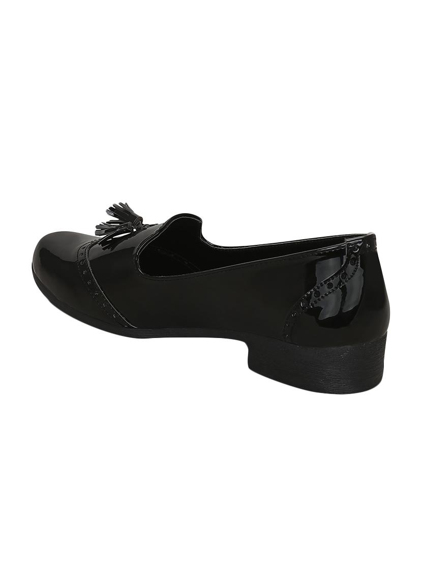 black faux leather slip on loafers - 14871891 - Zoom Image - 2