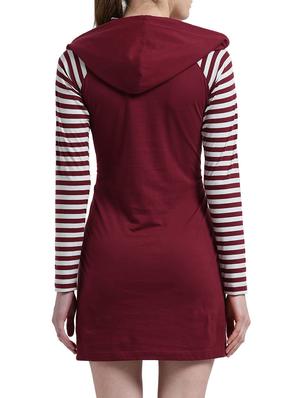 maroon striped belted dress - 14875229 - Standard Image - 5