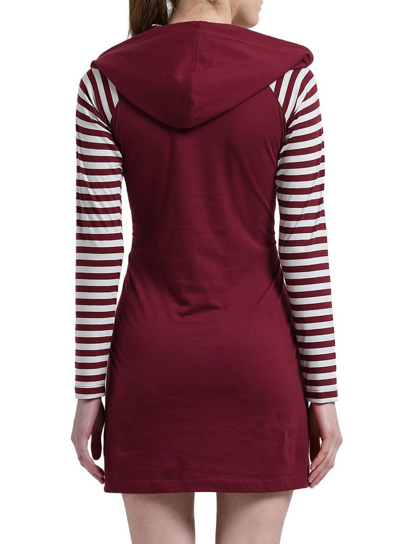 maroon striped belted dress - 14875229 - Zoom Image - 5