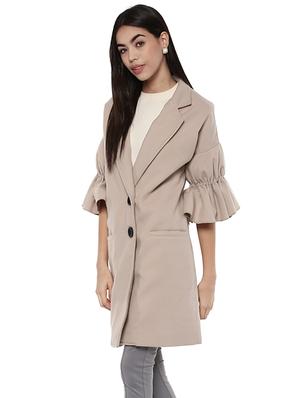 solid beige trench/overcoat - 14876075 - Standard Image - 2