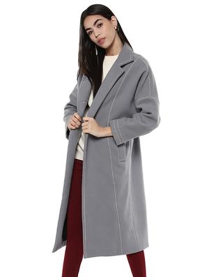solid grey trench/overcoat - 14876079 - Standard Image - 2