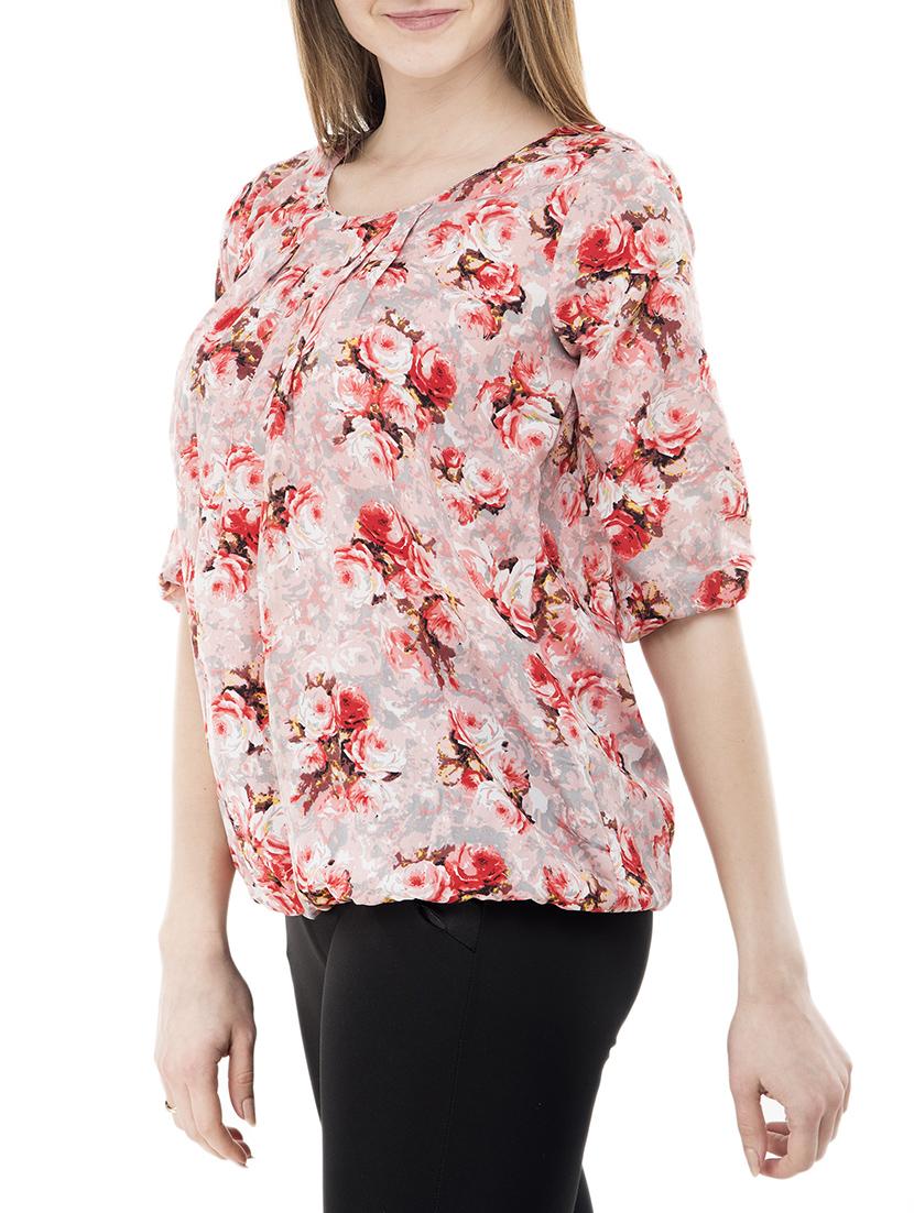 pleated neck floral blouson top - 14876287 - Zoom Image - 2