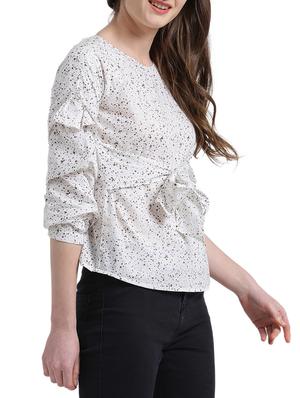 layered sleeved tie front top - 14876510 - Standard Image - 2