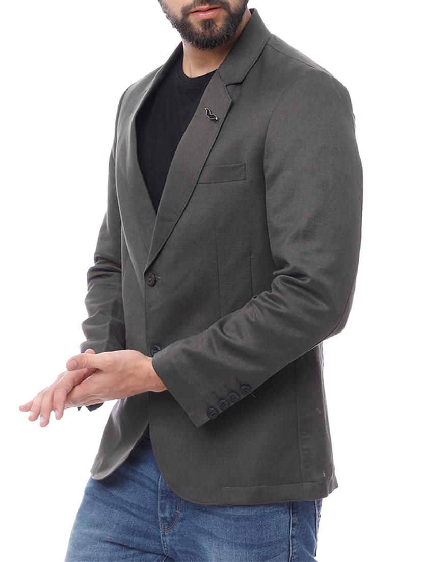 grey cotton formal blazer - 14877485 - Zoom Image - 2