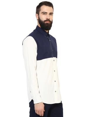 navy blue cotton casual shirt - 14880126 - Standard Image - 2