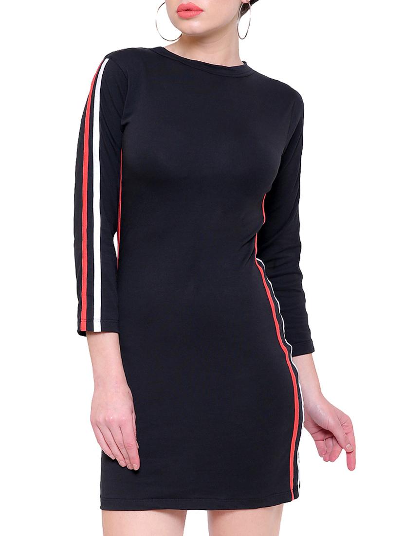 contrasting side striped bodycon dress - 14880839 - Zoom Image - 2