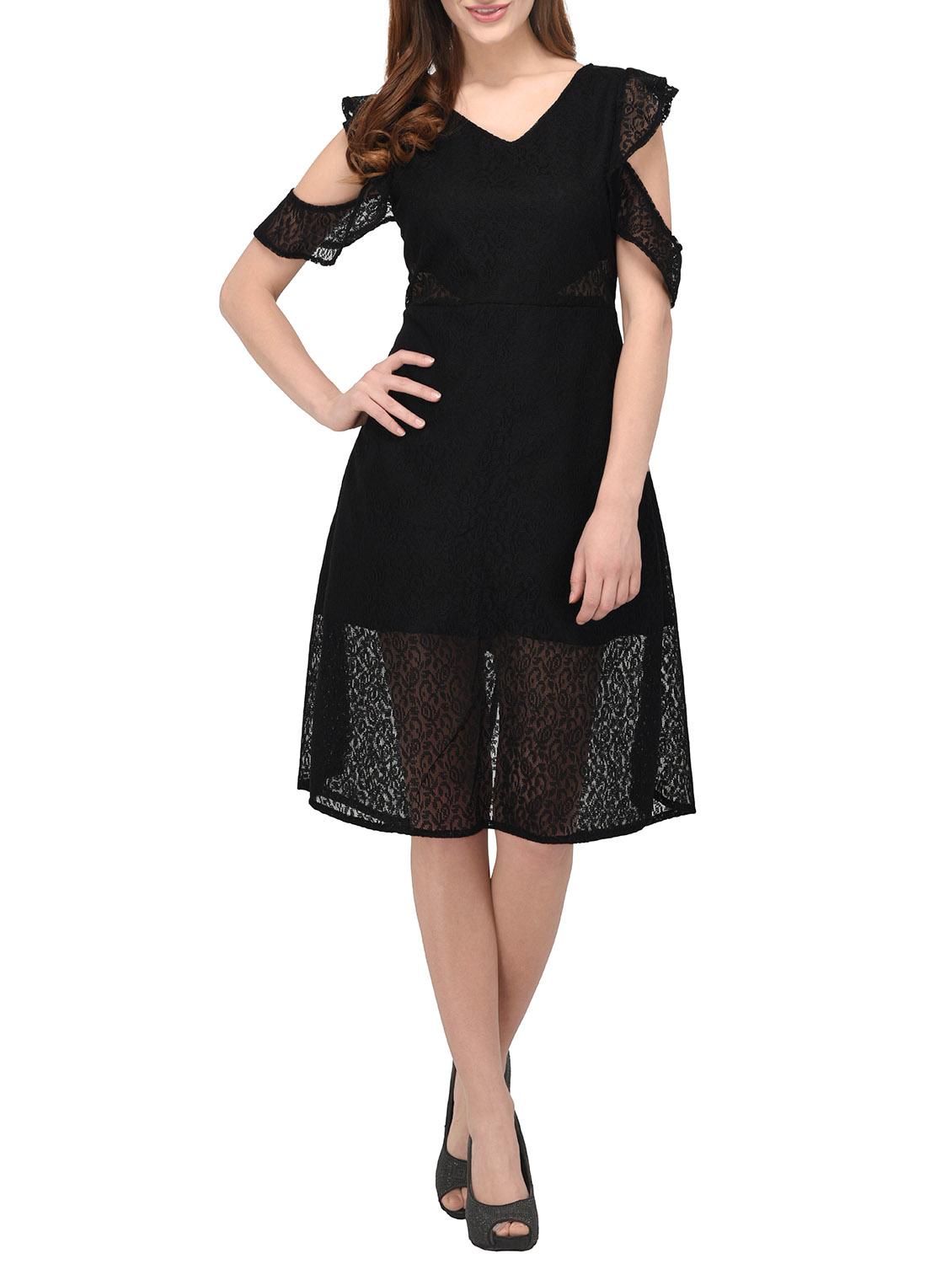 black solid a-line dress - 14884733 - Zoom Image - 2