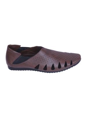 brown leatherette slip on sandal - 14885105 - Standard Image - 2