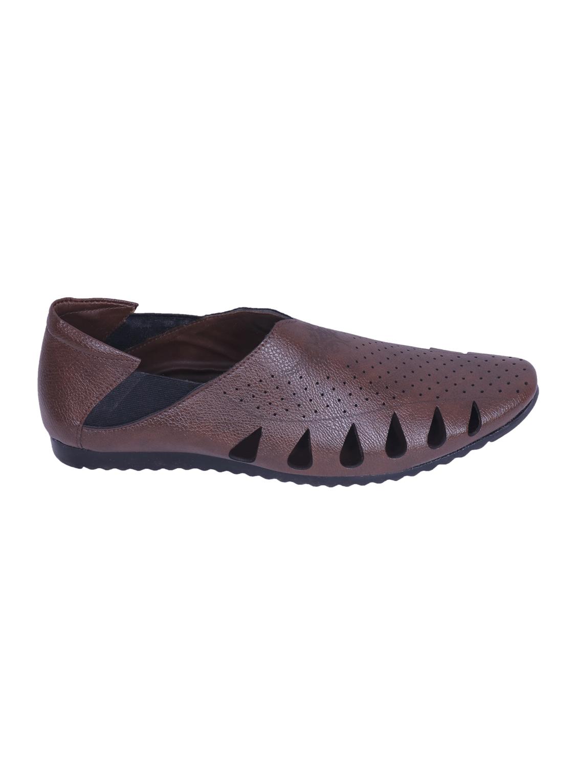 brown leatherette slip on sandal - 14885105 - Zoom Image - 2