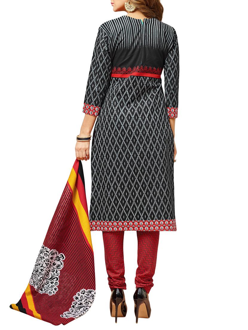 black cotton churidaar suits unstitched suit - 14885433 - Zoom Image - 2
