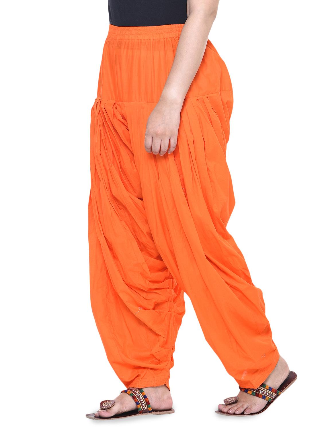 orange cotton blend patiyala salwars - 14885978 - Zoom Image - 2