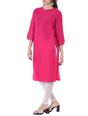 pink rayon straight kurta - 14886056 - Standard Image - 2