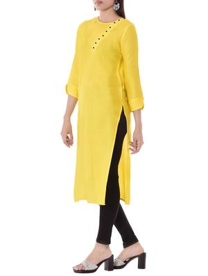 yellow rayon straight kurta - 14886057 - Standard Image - 2