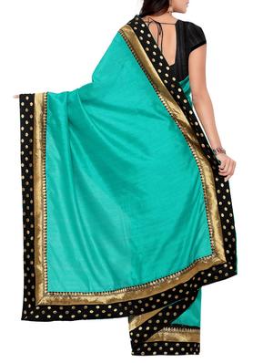 turquoise matka silk bordered saree with blouse - 14886421 - Standard Image - 2