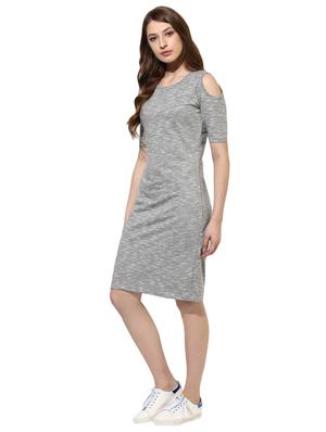 Printed cold shoulder sheath dress - 14886971 - Standard Image - 2