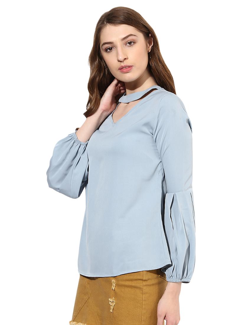 Choker neck lantern sleeved top - 14886978 - Zoom Image - 2