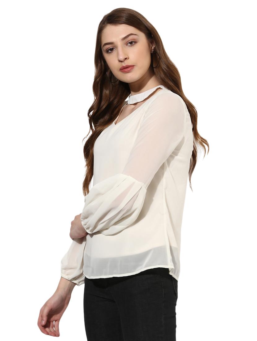 choker neck lantern sleeved top - 14886979 - Zoom Image - 2