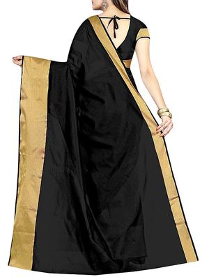 black cotton silk bordered saree with blouse - 14887304 - Standard Image - 2