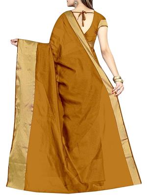 mustard cotton silk bordered saree with blouse - 14887306 - Standard Image - 2
