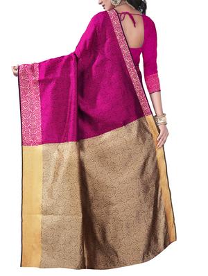 pink silk blend woven saree with blouse - 14887390 - Standard Image - 2