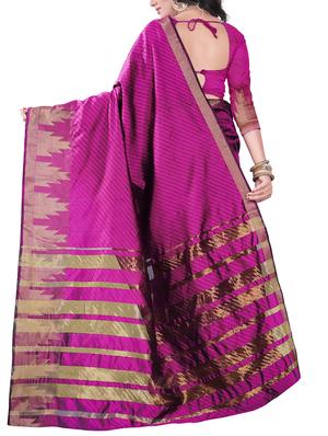 pink silk blend woven saree with blouse - 14887398 - Standard Image - 2