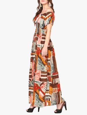 brown printed maxi dress - 14887768 - Standard Image - 2