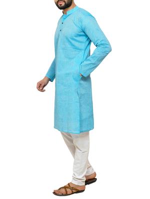 PAROKSH light blue cotton long kurta - 14887946 - Standard Image - 2