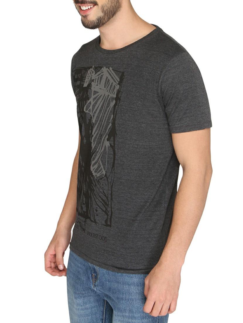 grey cotton front print tshirt - 14888932 - Zoom Image - 2