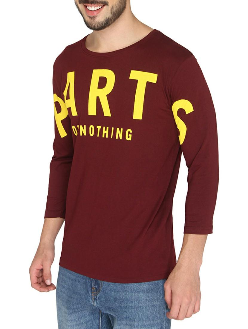 maroon cotton chest print t-shirt - 14888970 - Zoom Image - 2