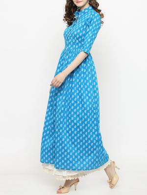 sky blue kurta skirt set - 14889433 - Standard Image - 2