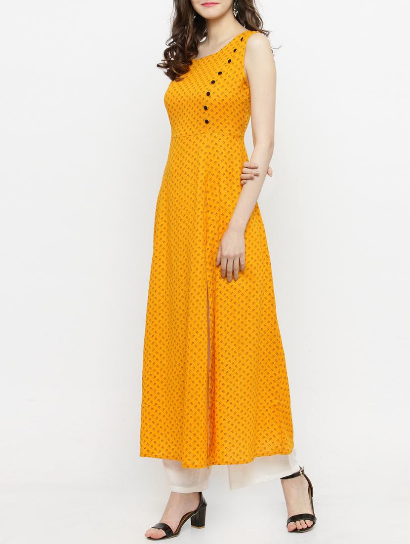 yellow viscose kurta palazzo set - 14889435 - Zoom Image - 2