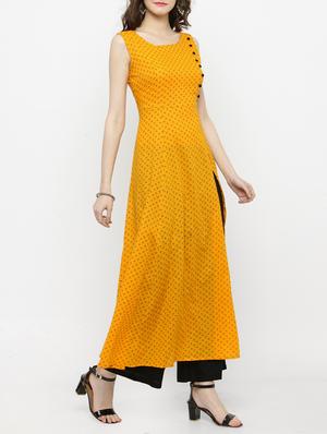 yellow viscose kurta palazzo set - 14889436 - Standard Image - 2