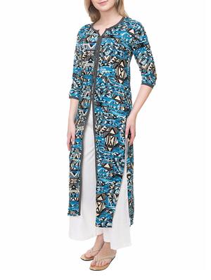 blue rayon high slit kurta - 14889575 - Standard Image - 2
