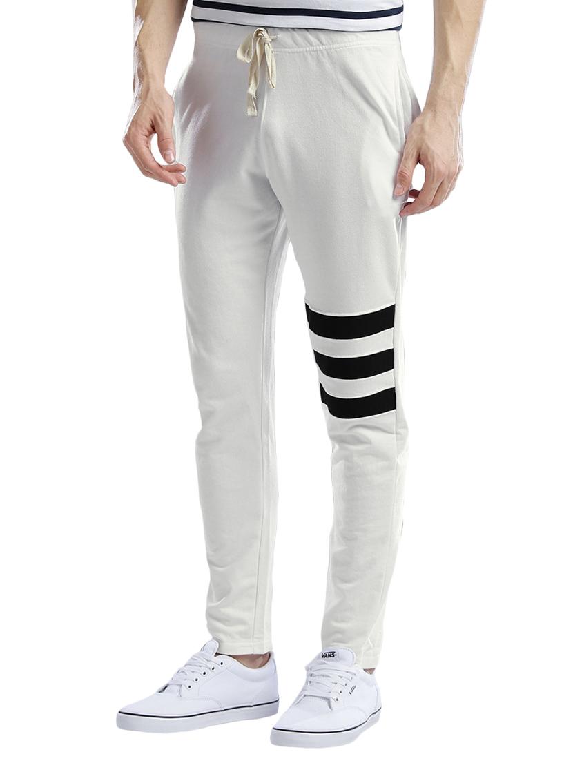 white cotton full length track pant - 14890561 - Zoom Image - 2