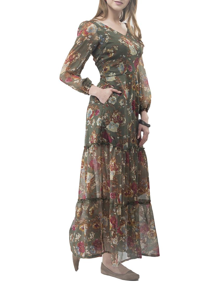 Puff Sleeved floral maxi dress - 14890928 - Zoom Image - 2
