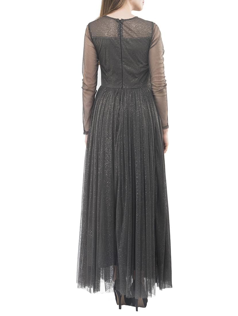 sheer panel round neck gown - 14890929 - Zoom Image - 2