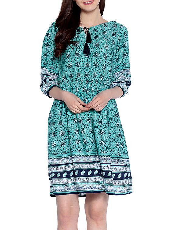 green fit & flare dress - 14891668 - Zoom Image - 2