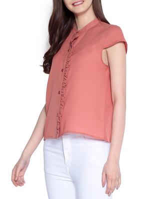 Frill detail button down shirt - 14891685 - Standard Image - 2
