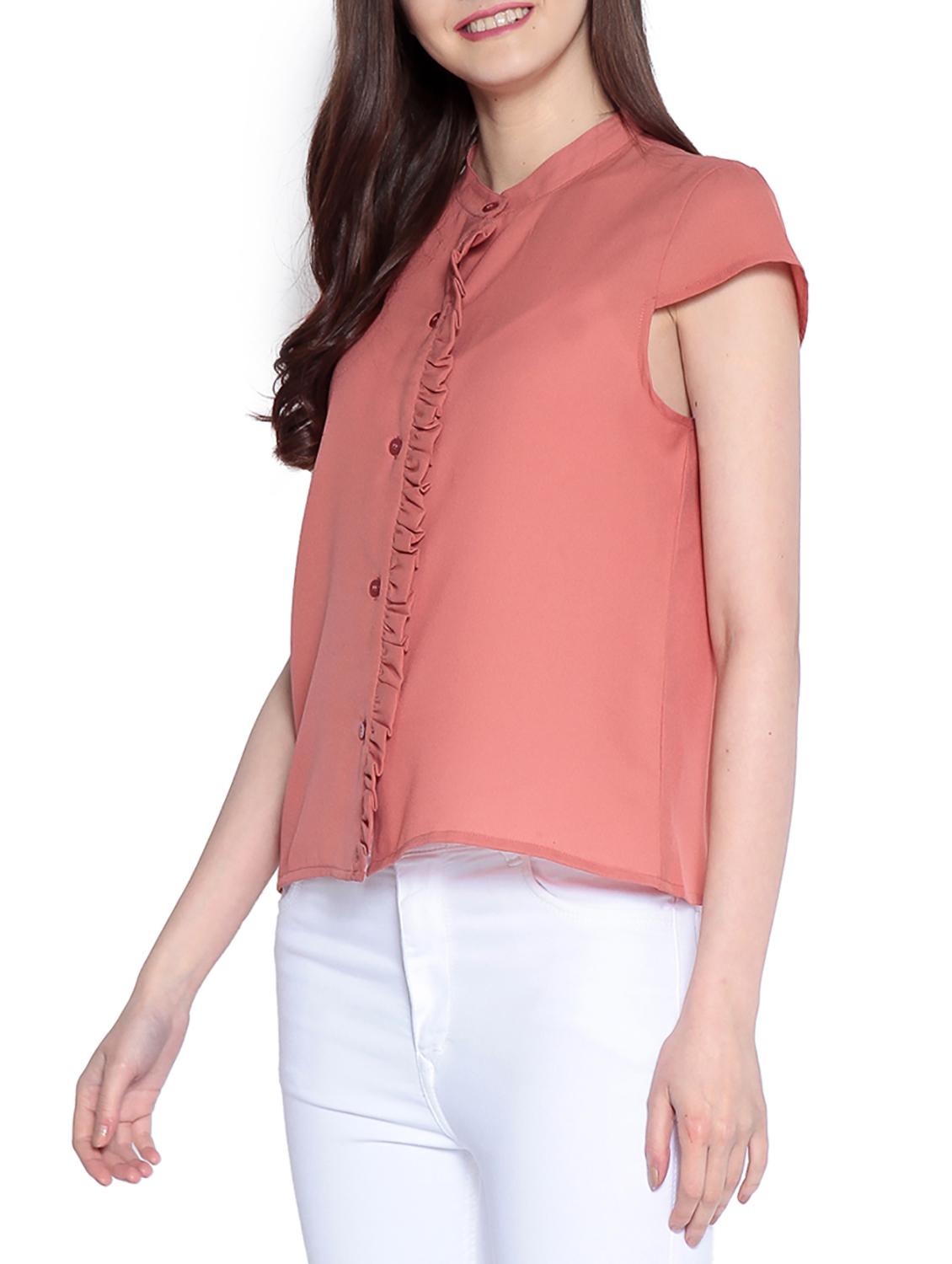 Frill detail button down shirt - 14891685 - Zoom Image - 2