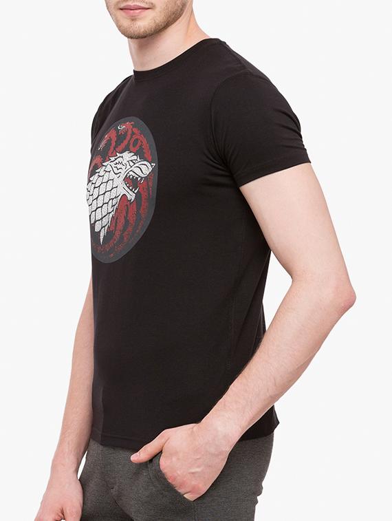 black cotton chest print tshirt - 14891817 - Zoom Image - 2