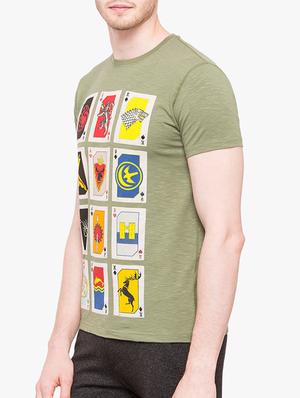 olive green cotton front print tshirt - 14891818 - Standard Image - 2