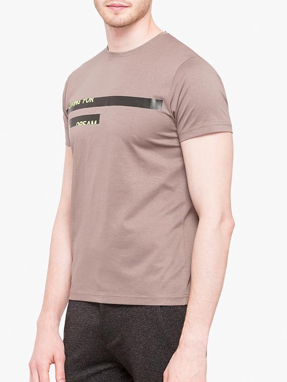 brown cotton chest print tshirt - 14891832 - Zoom Image - 2
