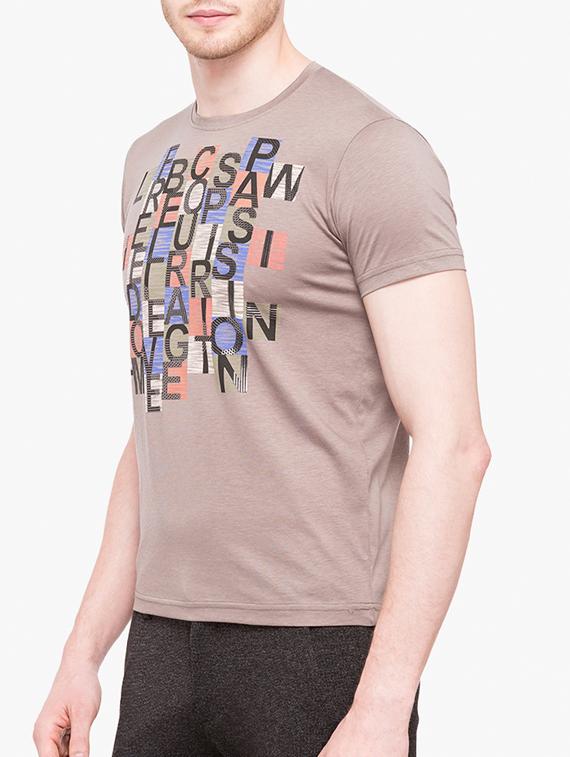 brown cotton chest print tshirt - 14891838 - Zoom Image - 2