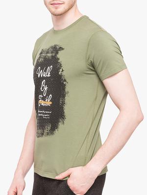 olive green cotton chest print t-shirt - 14891861 - Standard Image - 2