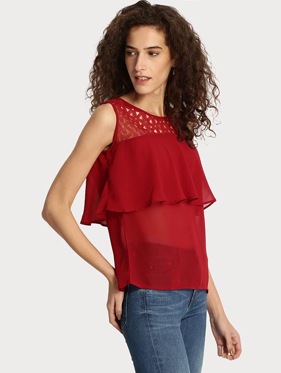 solid maroon layered top - 14892183 - Zoom Image - 2