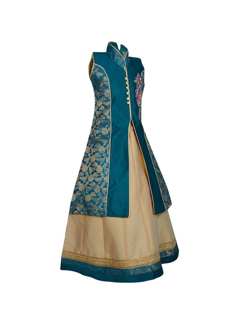 blue silk blend lehnga choli - 14892907 - Zoom Image - 2
