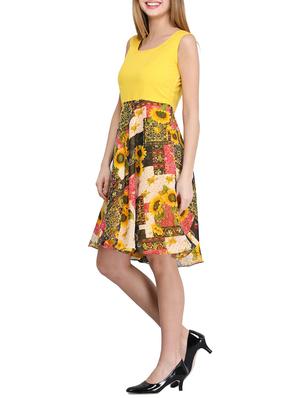 yellow floral fit & flare dress - 14893197 - Standard Image - 2
