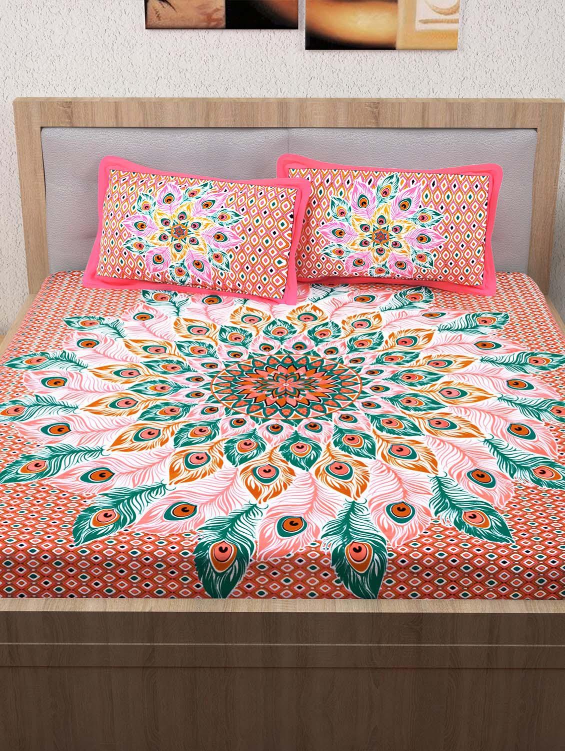 120 TC 100% Cotton Printed 2 Double Bedsheet With 4 Pillow Covers - 14893279 - Zoom Image - 2